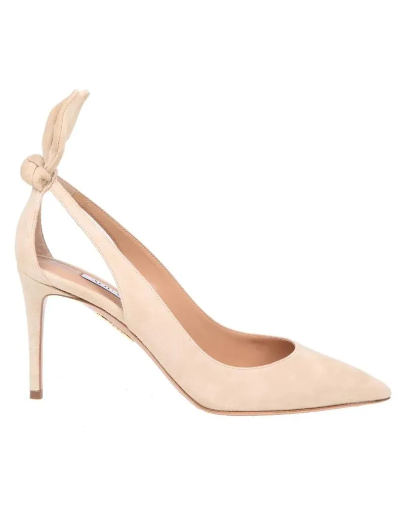 Aquazzura Hohe Schuhe Bow Tie Pump In Nude Suede beige Beige