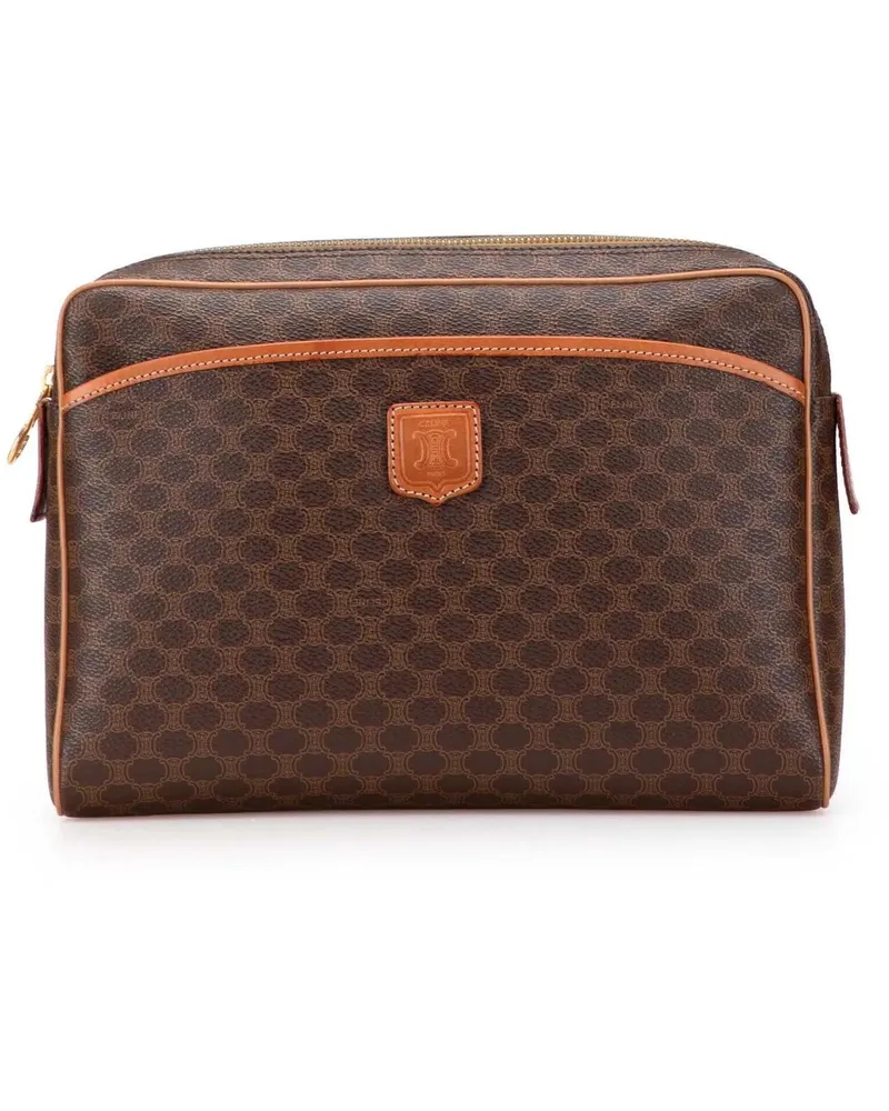 Celine Clutches Macadam Coated Canvas Clutch braun Braun