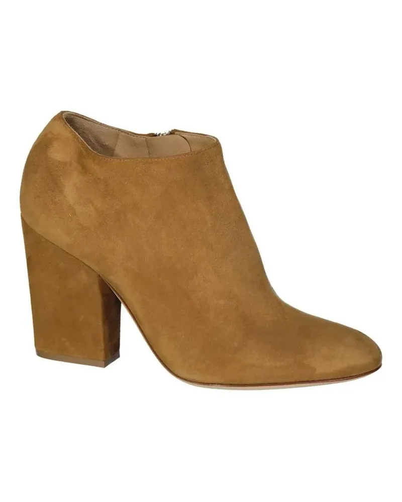 Sergio Rossi Stiefel Brown Leather Boots With Modern Side Zip braun Braun