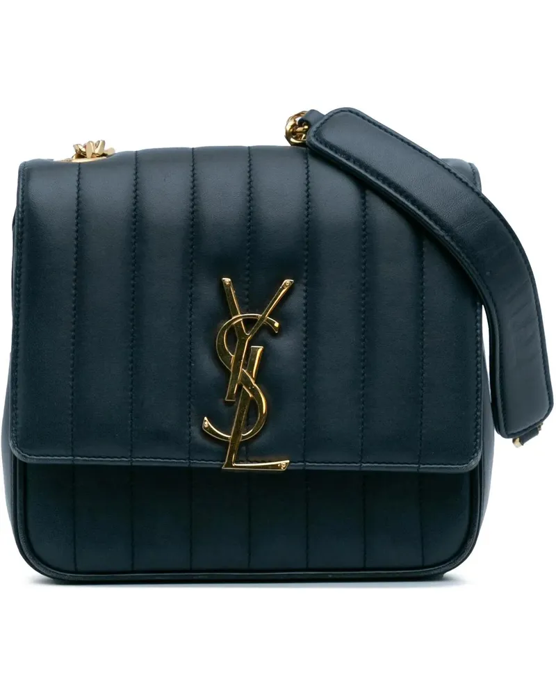 Saint Laurent Hobo Bags Medium Lambskin Monogram Vicky Chain Bag blau Blau