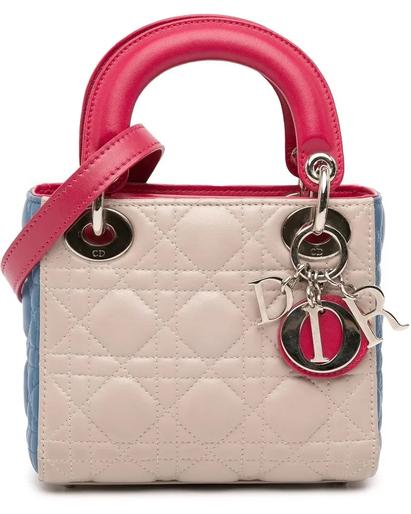 Dior Hobo Bags Mini Tricolor Lambskin Cannage Lady Dior braun Braun