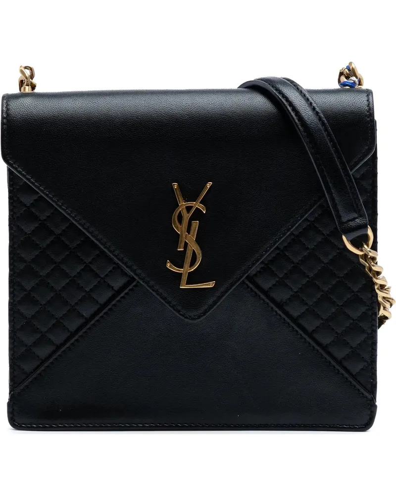 Saint Laurent Hobo Bags Quilted Lambskin Gaby Square Shoulder Bag schwarz Schwarz