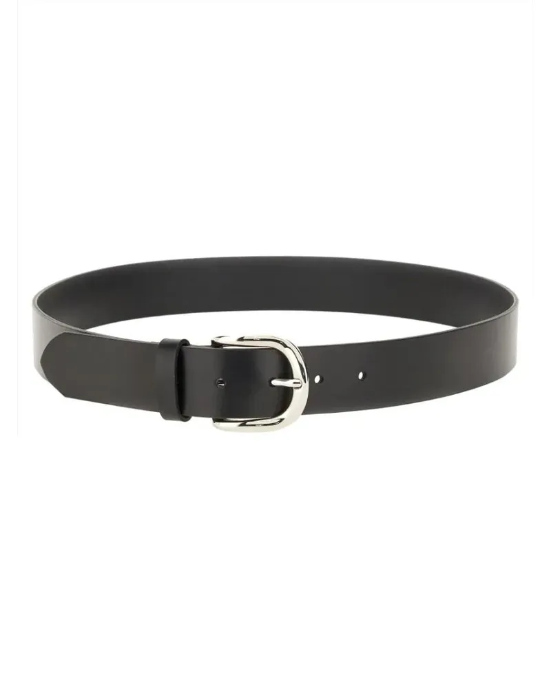 Isabel Marant Gürtel Minimalist Smooth Finish Leather Belt With Silver grau Grau
