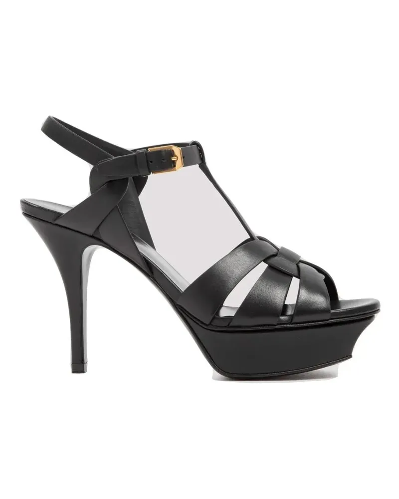 Saint Laurent Sandalen Black Leather Tribute Sandals schwarz Schwarz