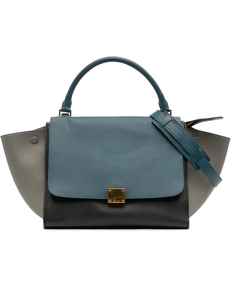 Celine Hobo Bags Medium Tricolor Leather Trapeze Satchel schwarz Schwarz