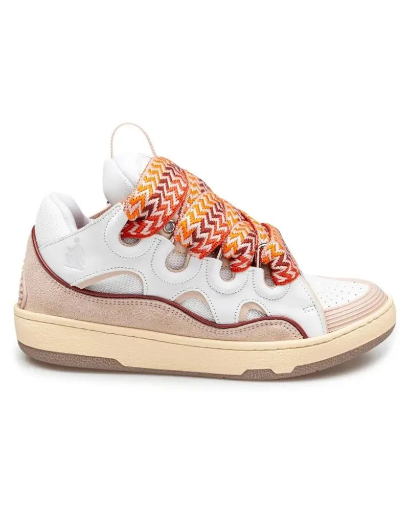 Lanvin Low-Top Sneaker Curb Sneakers In White And Peach Leather weiß Weiß