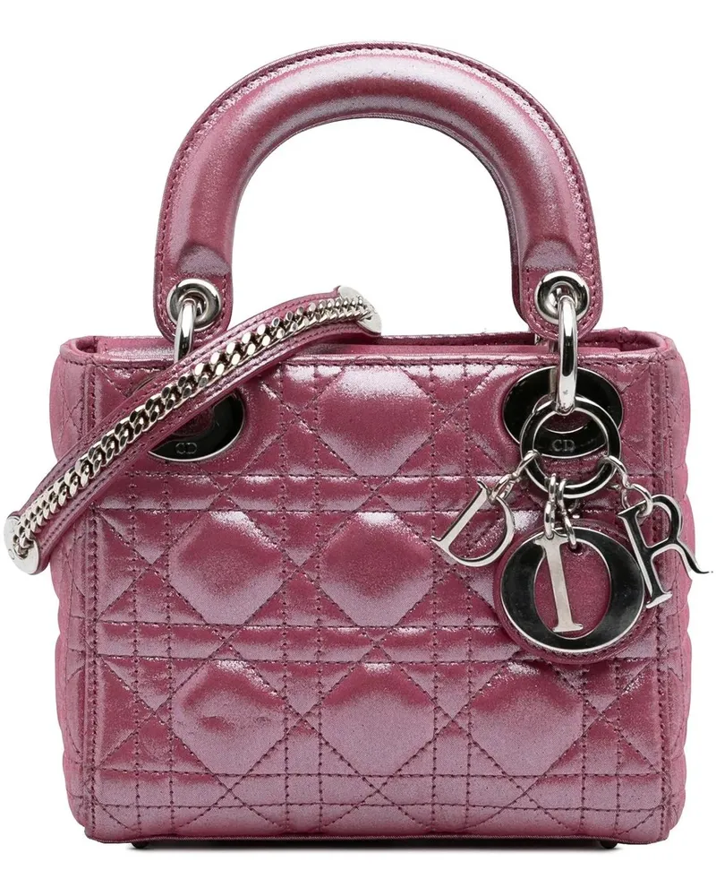 Dior Hobo Bags 2016 Mini Iridescent Lambskin Cannage Lady Dior rosa Gold