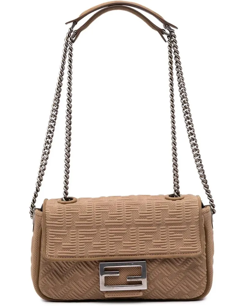 Fendi Hobo Bags Zucca Canvas Chain Midi Baguette braun Braun