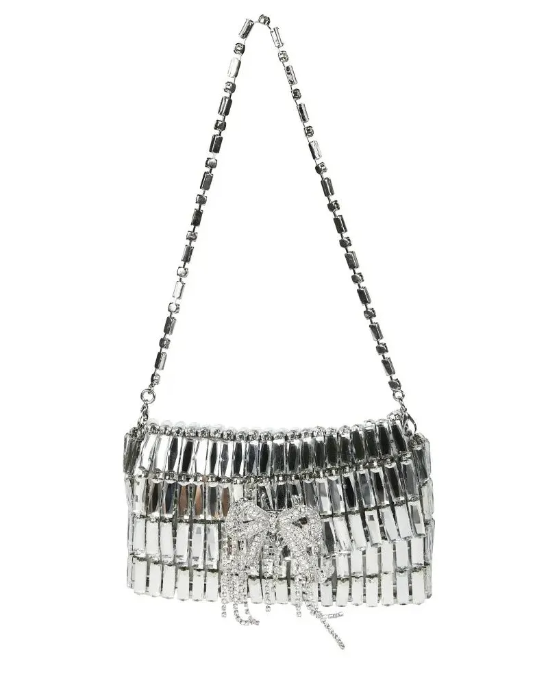 Self-Portrait Hobo Bags Mini Shoulder Bag With Reflective Tile Design silberfarben Silber