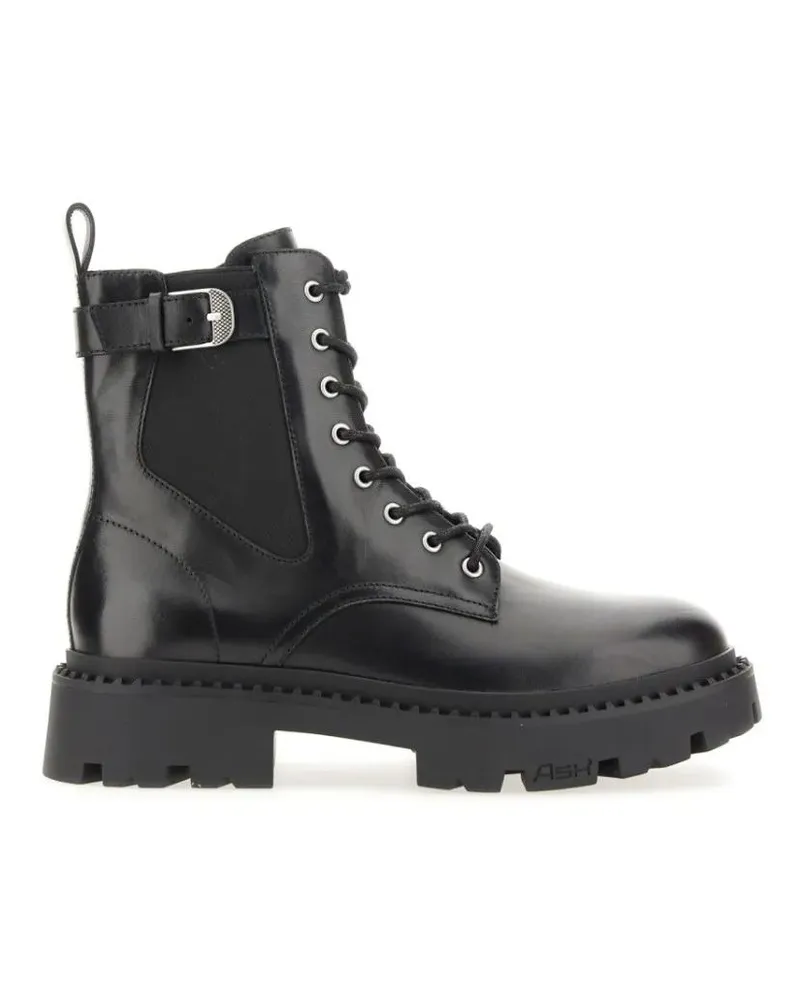 ash Stiefel Black Leather Amphibian With Rugged Sole schwarz Schwarz