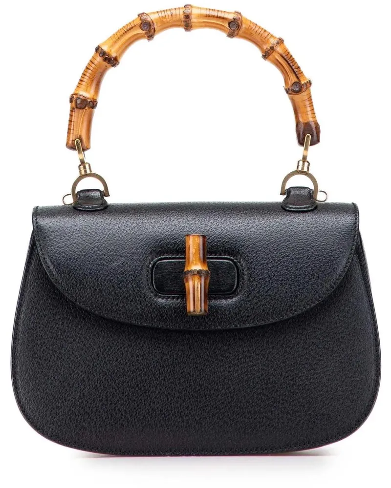 Gucci Hobo Bags Calfskin Bamboo Night schwarz Schwarz