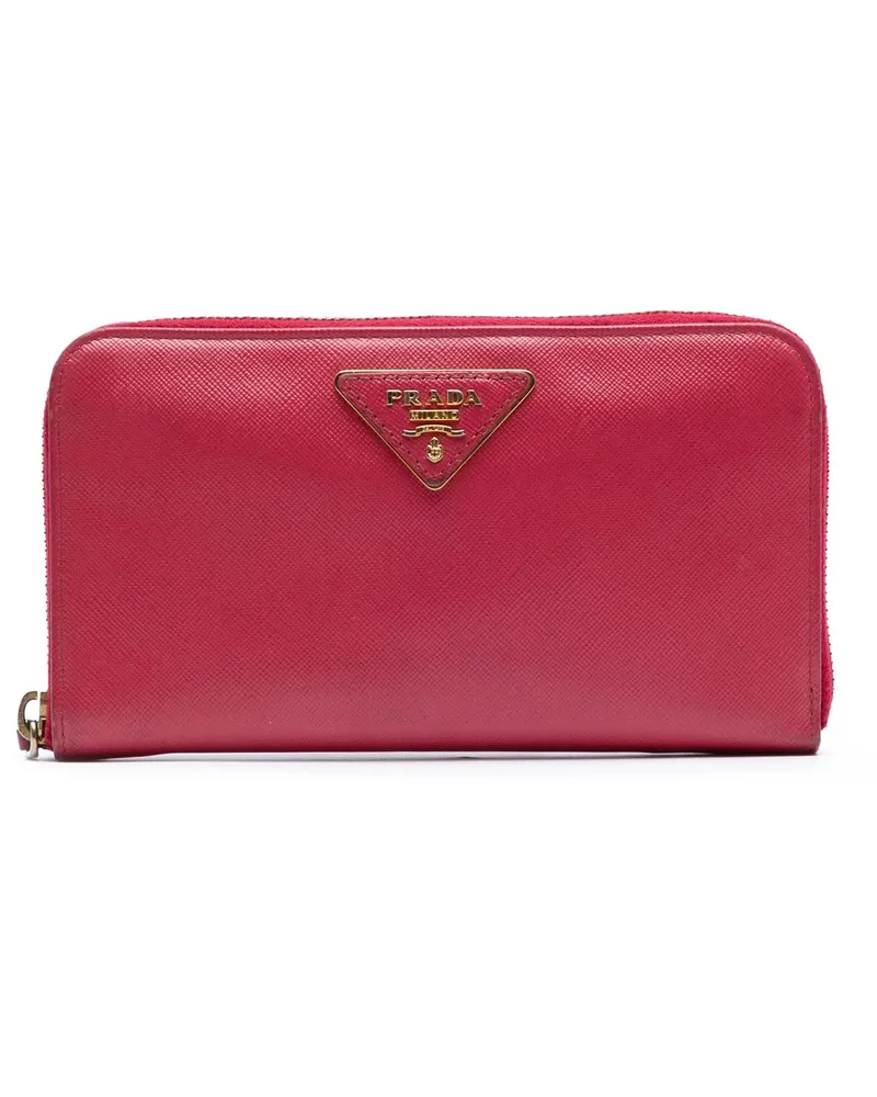 Prada Portemonnaie Saffiano Zip Around Long Wallet rot Rot