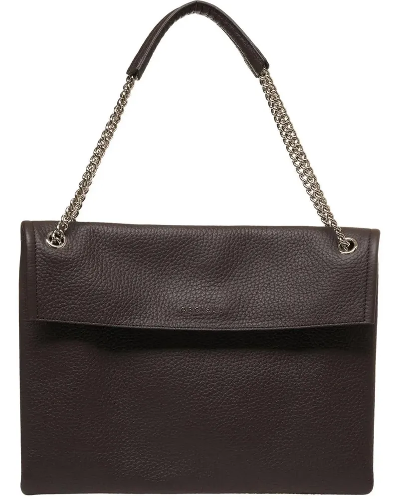Orciani Hobo Bags Grained leather shoulder bag braun Braun