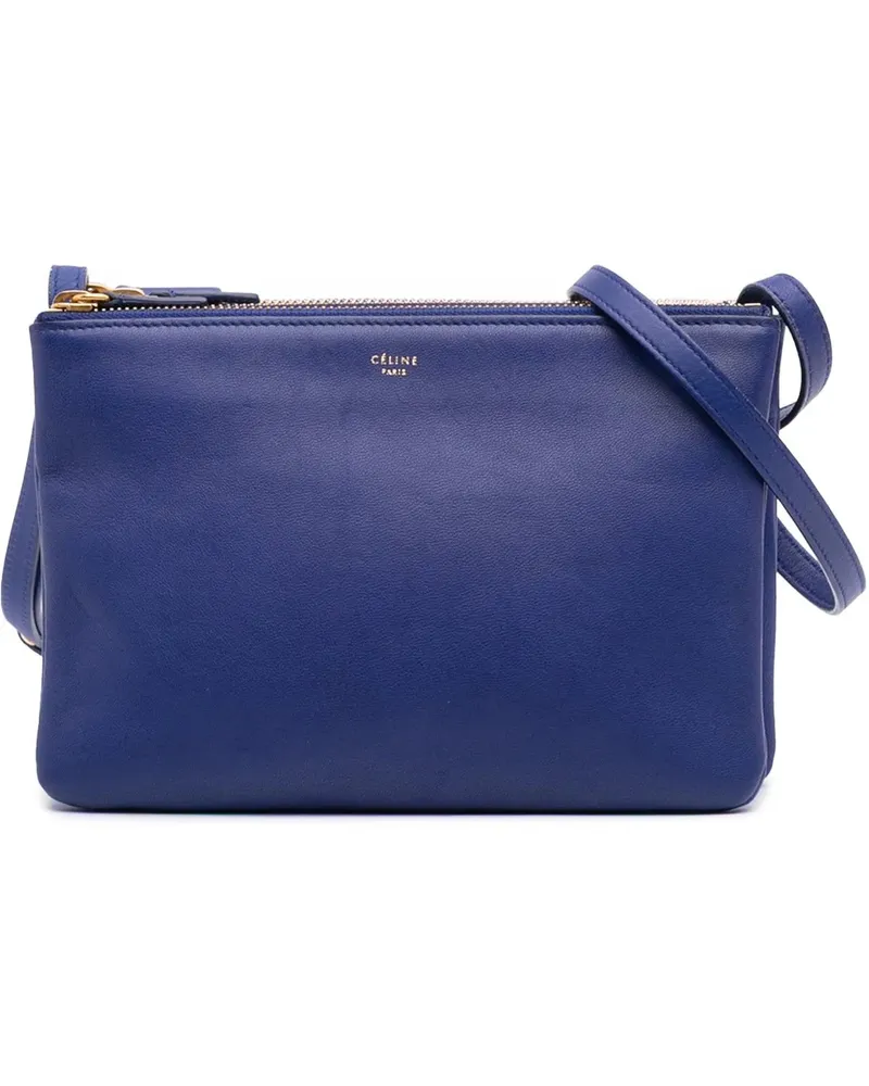 Celine Hobo Bags Small Lambskin Trio Crossbody blau Blau