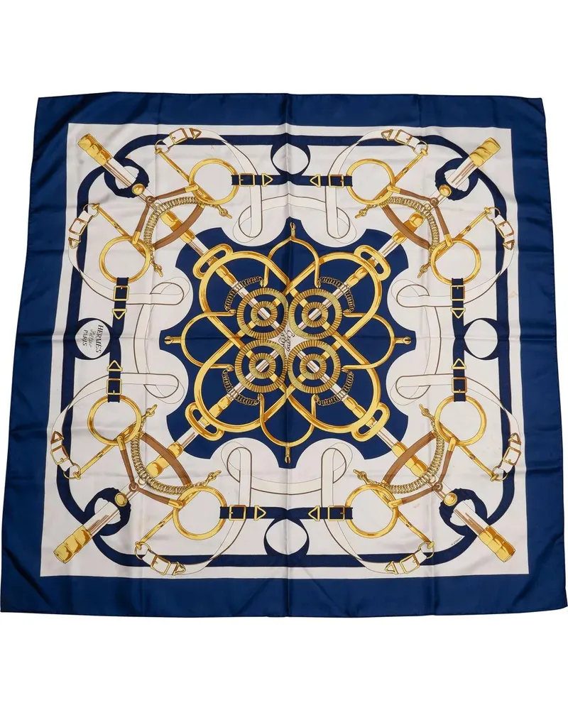 Hermès Tücher & Schals Hermes Classic Eperon d?or Silk Carre 90 Scarf Tuc blau Blau