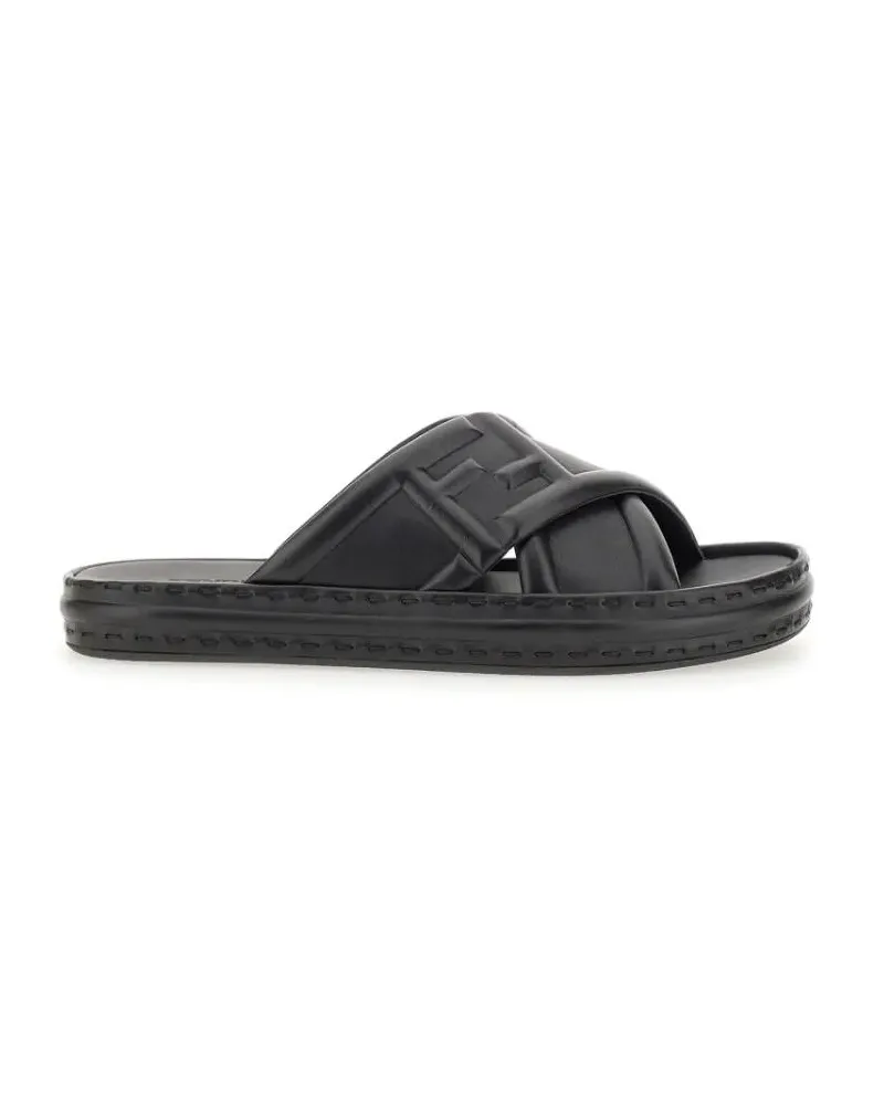 Fendi Loafer Black Leather Sandal schwarz Schwarz