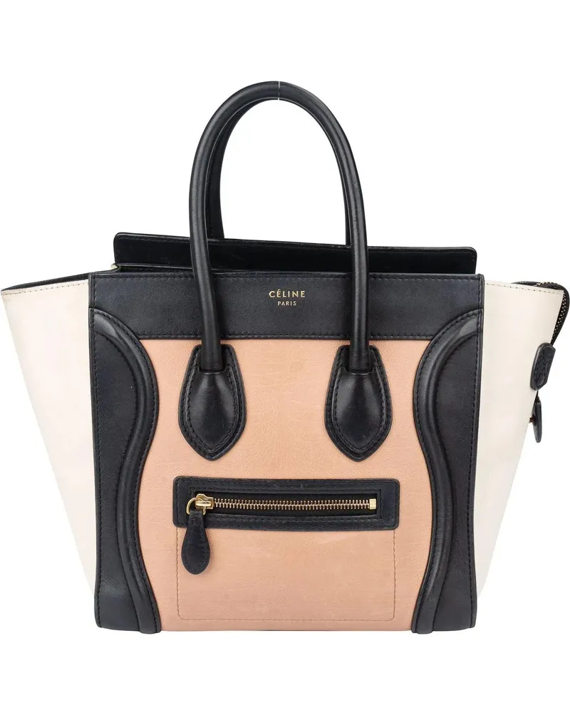 Celine Crossbody Bags  Tricolor Leather Luggage Handbag schwarz Schwarz