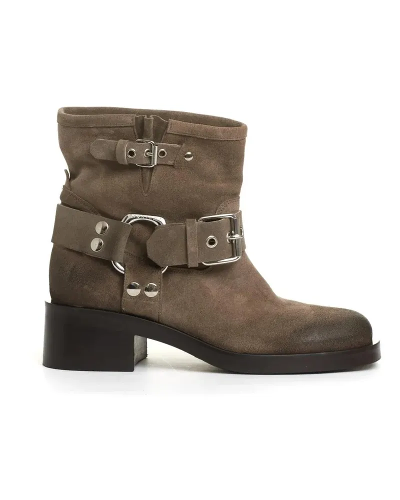 Strategia / JFK Stiefel Biker Camoscio Tortora weiß Weiß