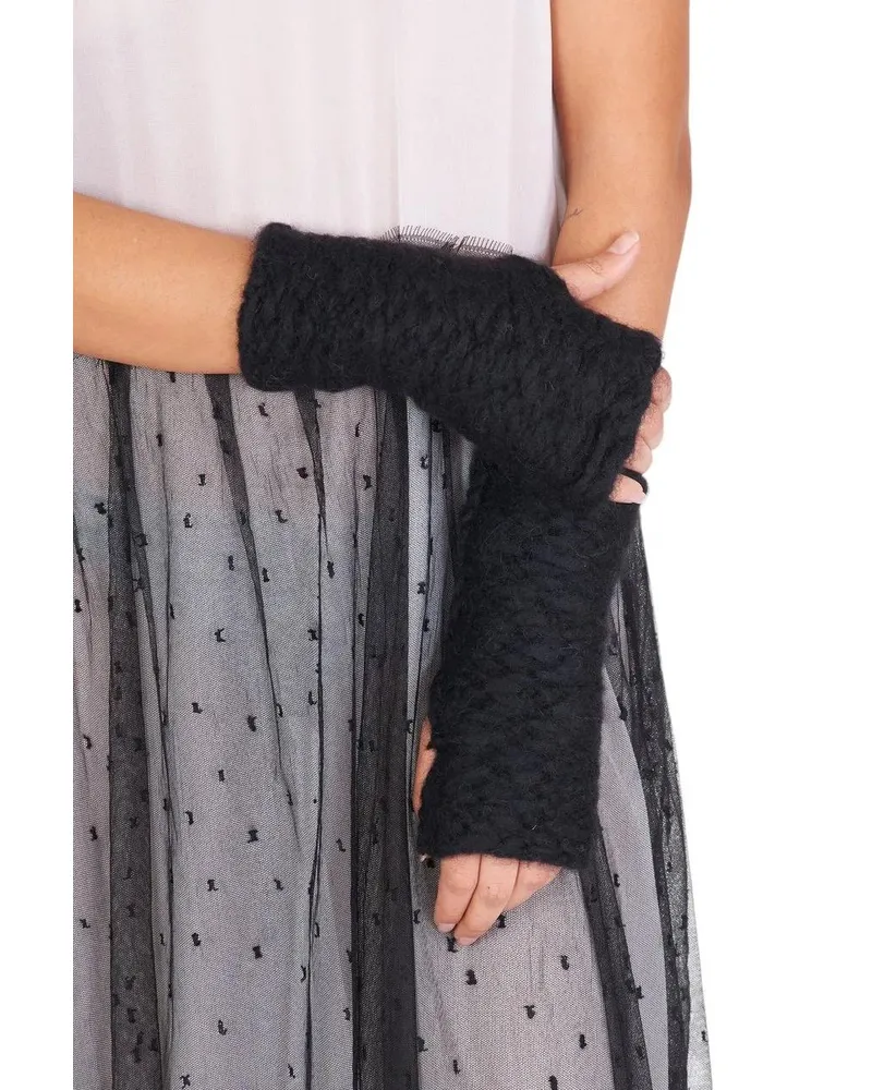 Isabel Benenato Handschuhe Mitaines tricot irregulier Noir  ho schwarz Schwarz
