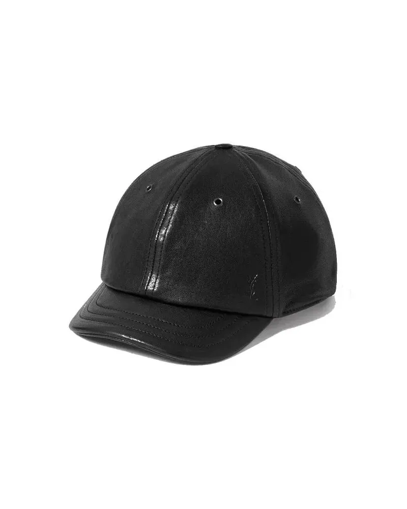 Saint Laurent Caps & Mützen Cassandre Leather Cap schwarz Schwarz