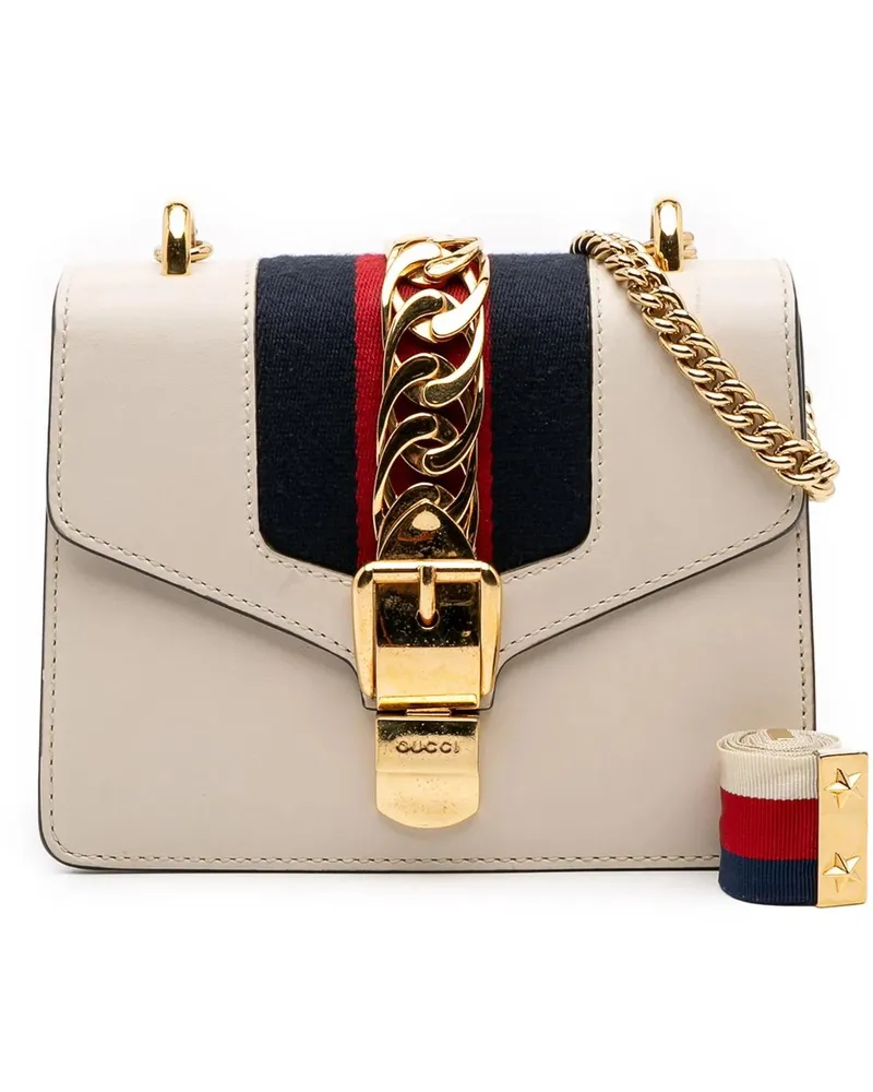 Gucci Hobo Bags Mini Calfskin Sylvie Chain Crossbody weiß Weiß