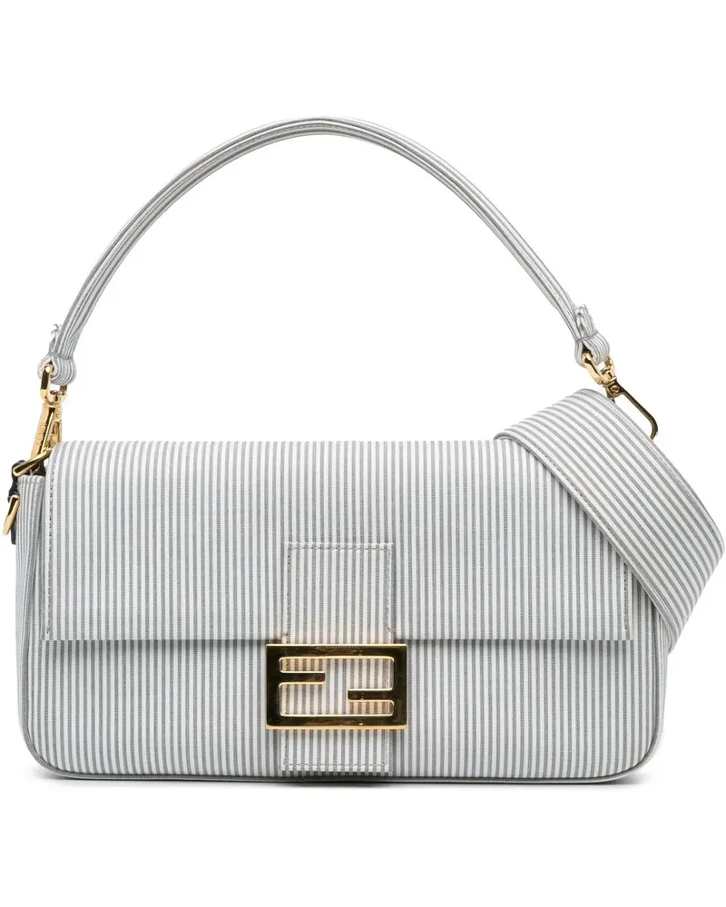 Fendi Hobo Bags 2010-2024 Striped Jersey Baguette Satchel weiß Weiß