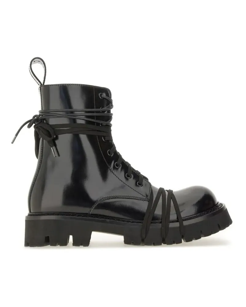 Moschino Stiefel High-Shine Lace-Up Boots schwarz Schwarz