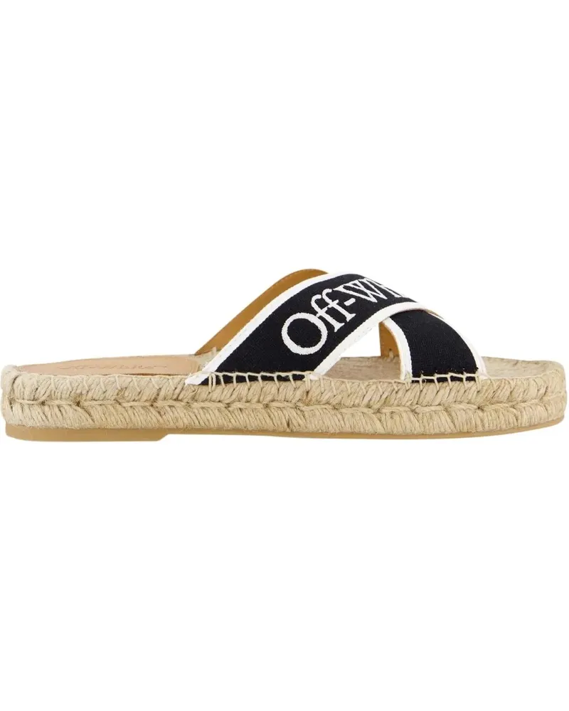 OFF-WHITE Slipper & Pantoletten Dames Criss Cross Slipper Zwart/Wit schwarz Schwarz