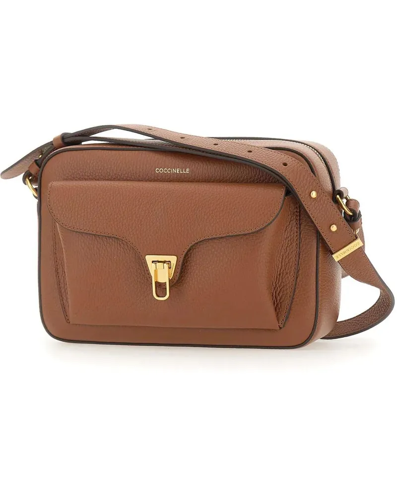 Coccinelle Hobo Bags Textured Leather Crossbody Bag braun Braun