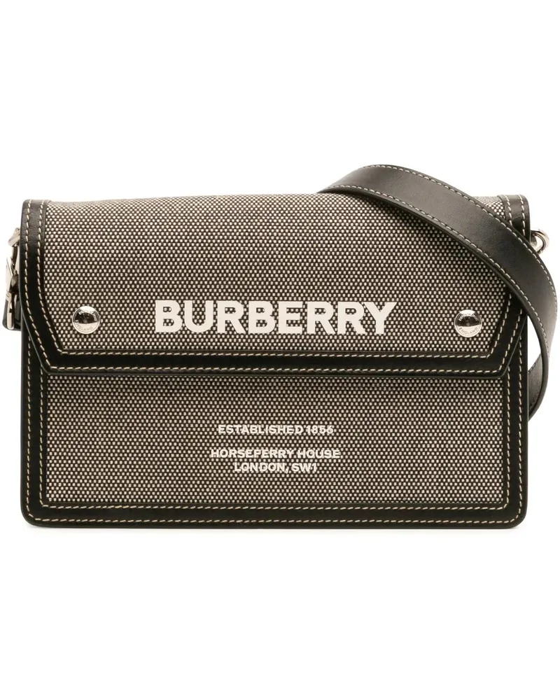 Burberry Hobo Bags Canvas Horseferry Note Crossbody grau Grau
