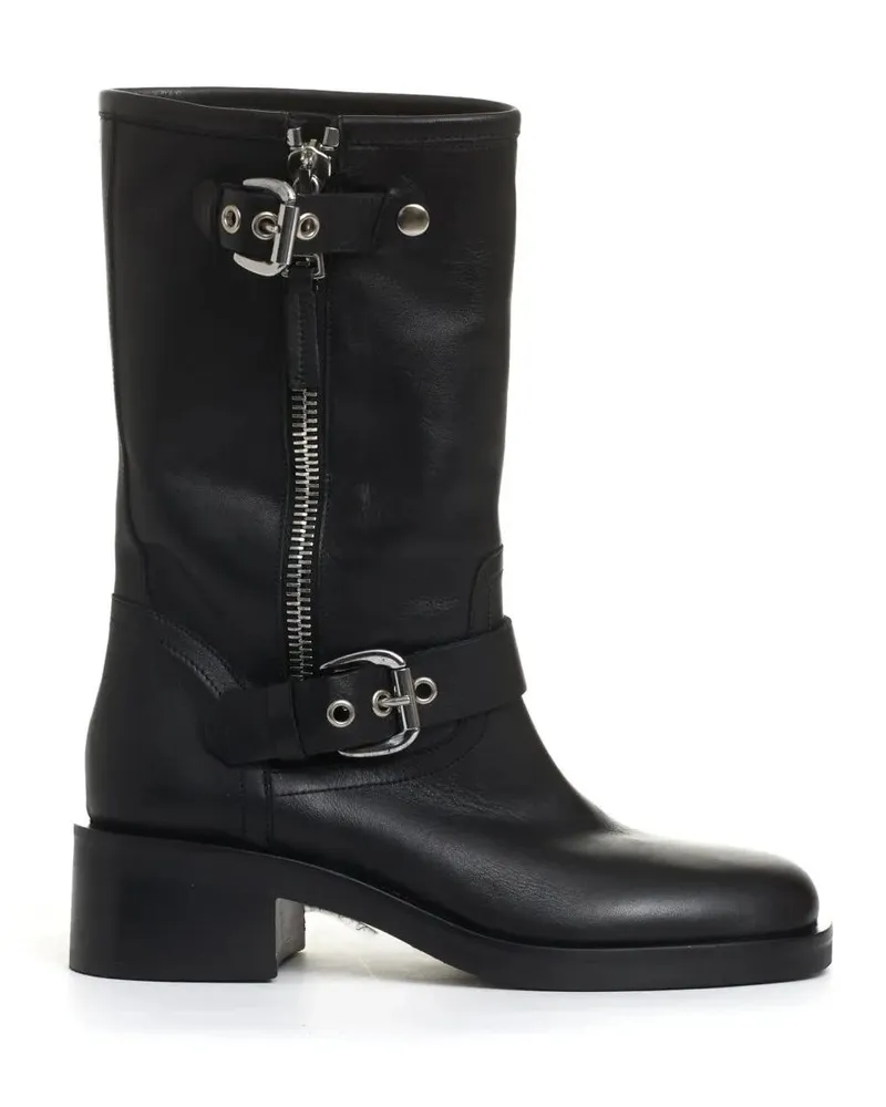 Strategia / JFK Stiefel Biker Ankle Boots with Square Toe and Buckles schwarz Schwarz