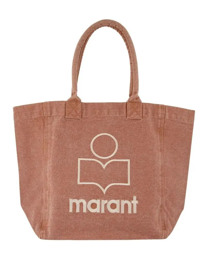 Isabel Marant Shopper & Totes Spacious Cotton Shopper Bag With Contrasting Logo braun Braun