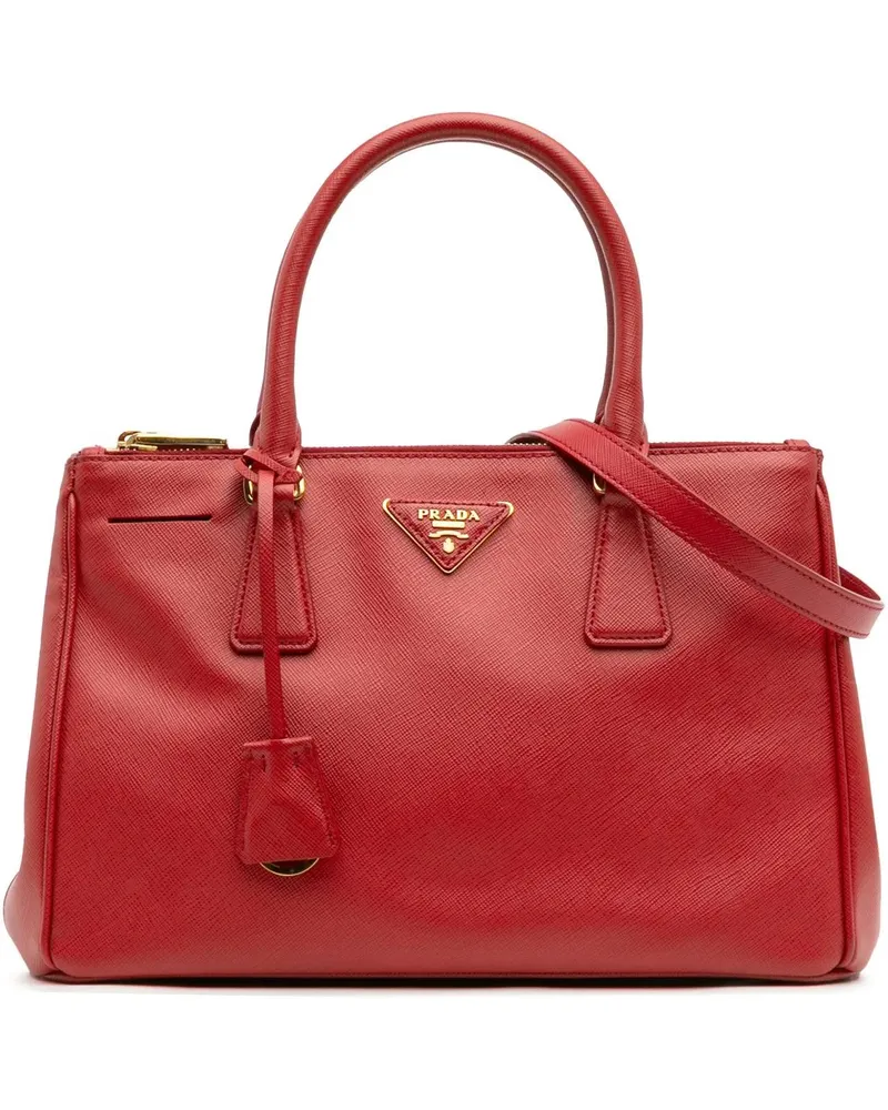 Prada Hobo Bags Small Saffiano Lux Galleria Double Zip Satchel rot Rot