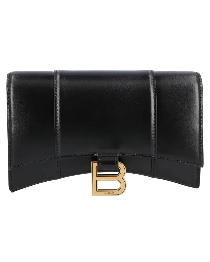 Balenciaga Portemonnaie Hourglass Wallet On Chain Box In Black schwarz Schwarz