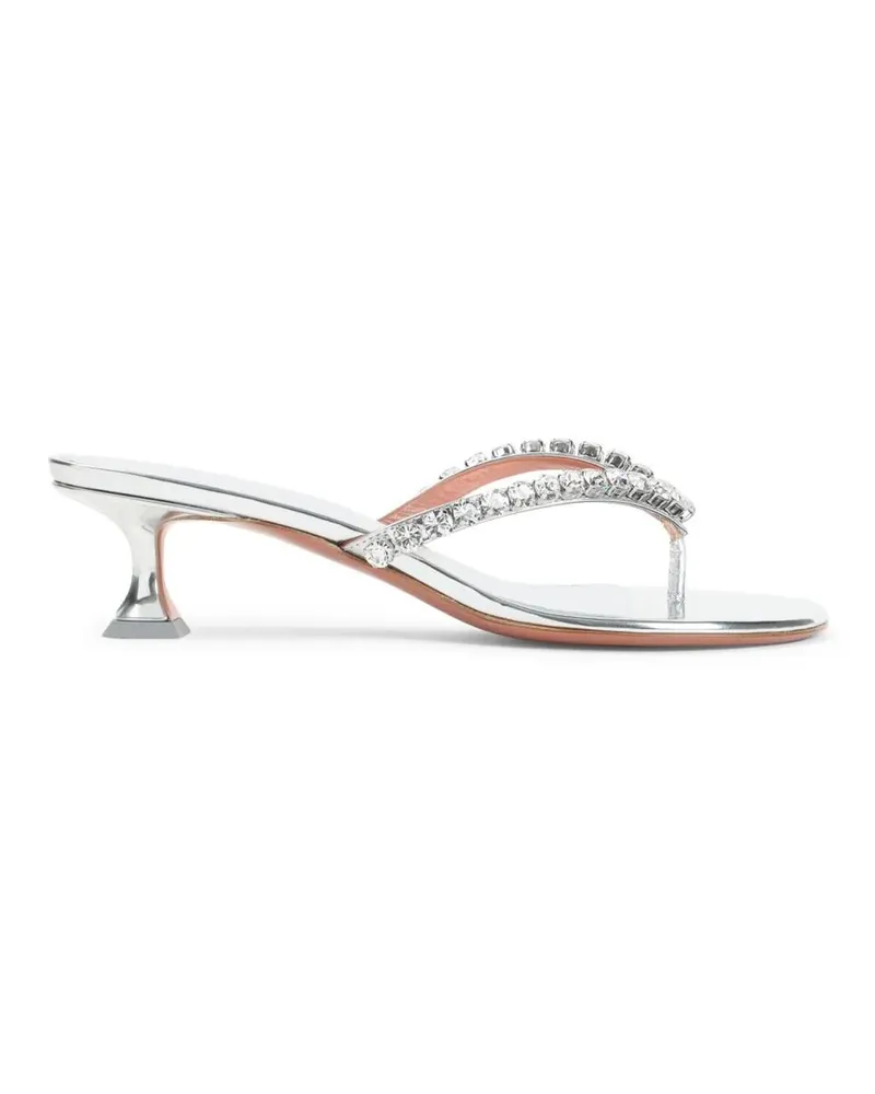 Amina Muaddi Sandalen Leather Sandals With Crystal-Embellished Straps weiß Weiß