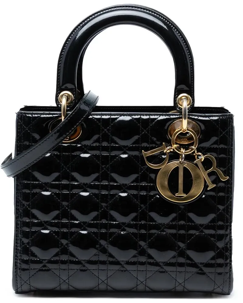 Dior Hobo Bags Medium Patent Cannage Lady Dior schwarz Schwarz