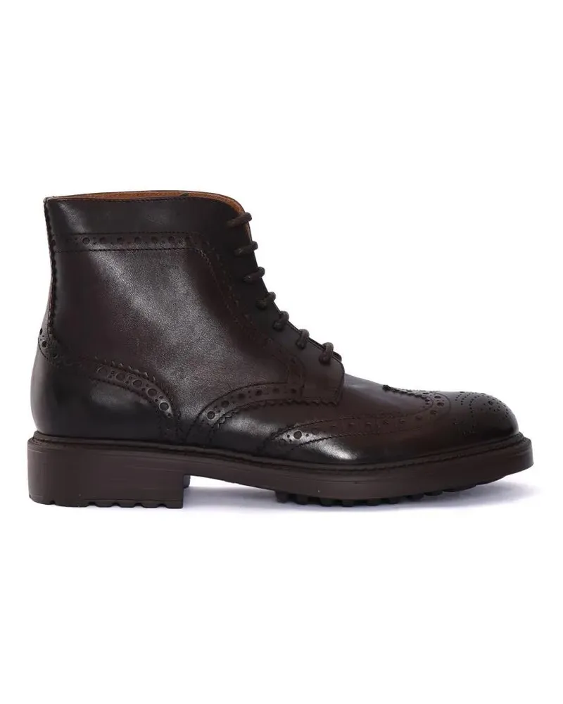 Doucal´s Low-Top Sneaker Polished Calfskin Ankle Boot With Rounded Toe schwarz Schwarz