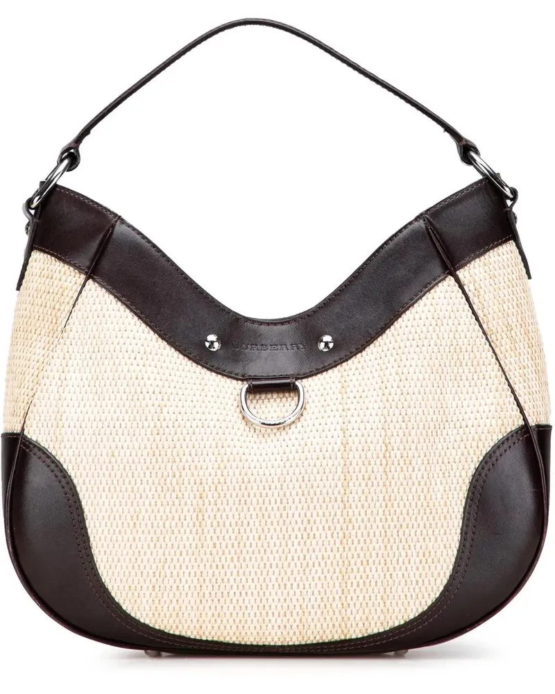 Burberry Hobo Bags Straw and Leather Shoulder Bag braun Braun