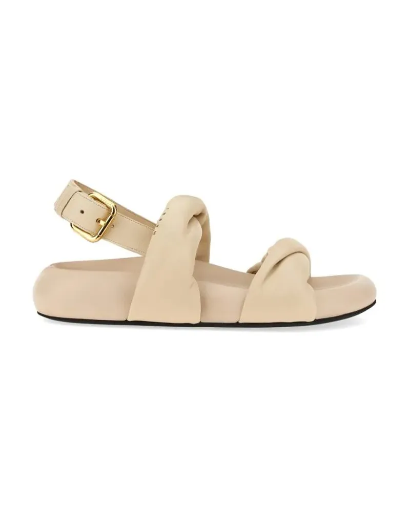 Marni Sandalen Knotted Design Leather Sandals With Adjustable Buc beige Beige