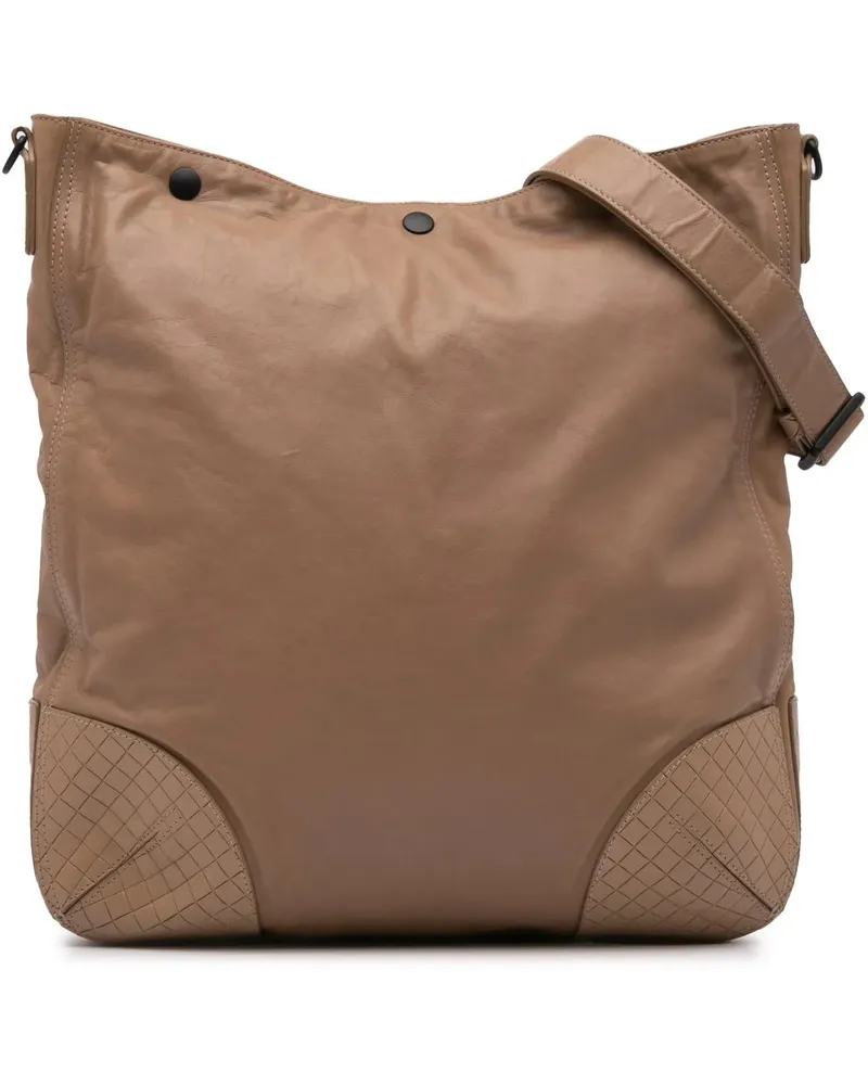 Bottega Veneta Hobo Bags 2012-2024 Intrecciomirage Trimmed Leather Crossbod braun Braun