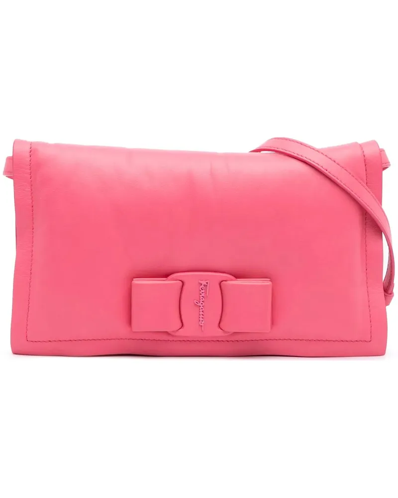 Ferragamo Hobo Bags Mini Padded Leather Viva Bow Crossbody rosa Gold