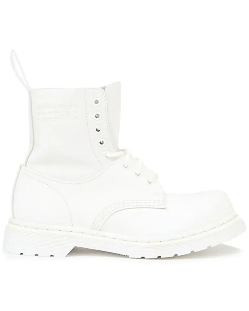 Maison Margiela Stiefel Leather Ankle Boots With Lace-Up Design weiß Weiß