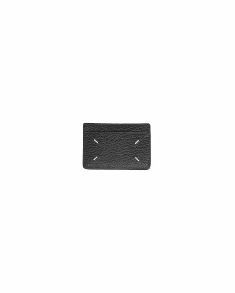 Maison Margiela Portemonnaies Black Hammered Leather Card Holder grau Grau