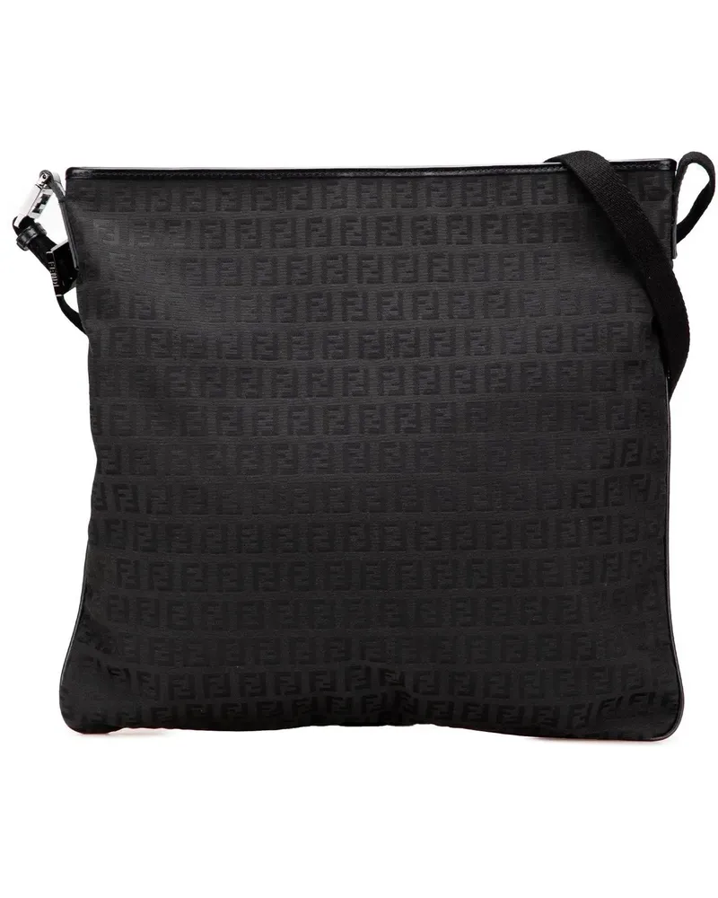 Fendi Hobo Bags Zucchino Canvas Crossbody schwarz Schwarz