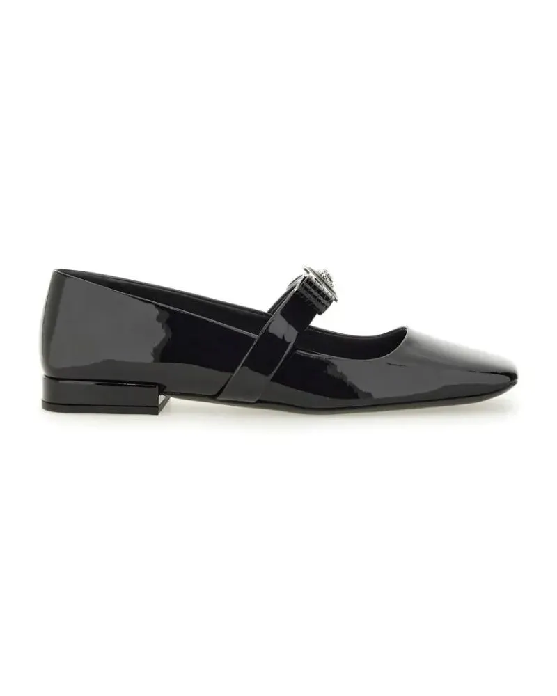 Versace Patent Leather Ballerina "Gianni Ribbon" schwarz Schwarz