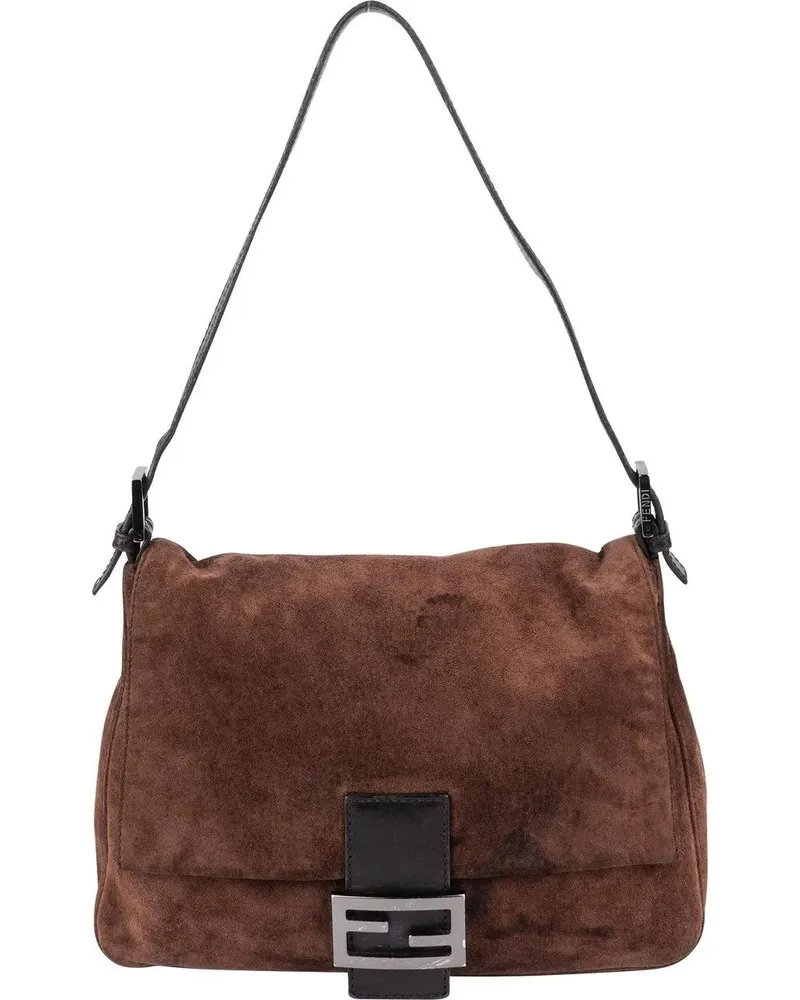 Fendi Crossbody Bags  Suede FF Buckle Mamma Baguette Handbag braun Braun