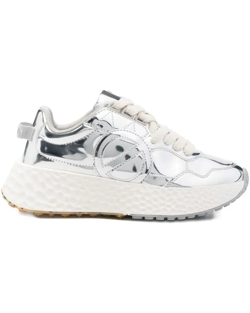 No Name Low-Top Sneaker Reflective Silver Sneakers With White Sole weiß Weiß