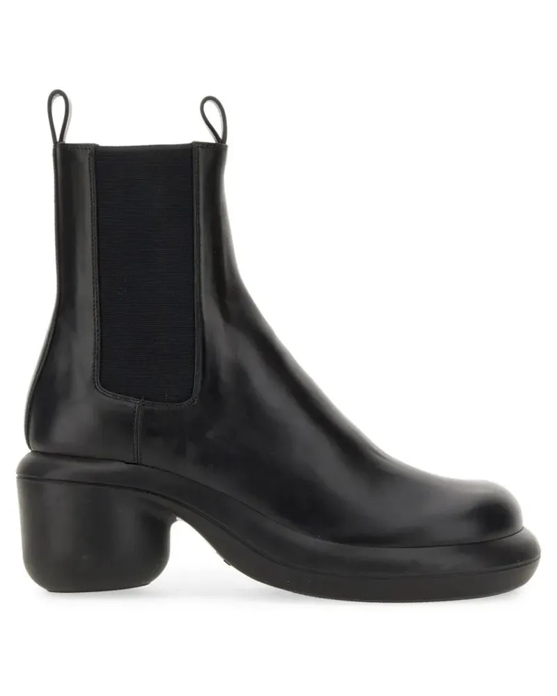 Jil Sander Stiefel Black Leather Boots With Round Toe schwarz Schwarz