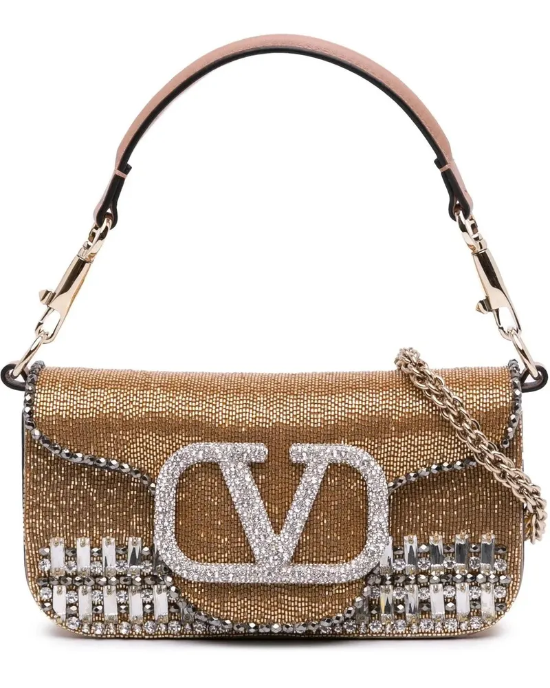 Valentino Garavani Hobo Bags 2021-2025 Small Swarovski Crystal Embroidered Vlog goldfarben 