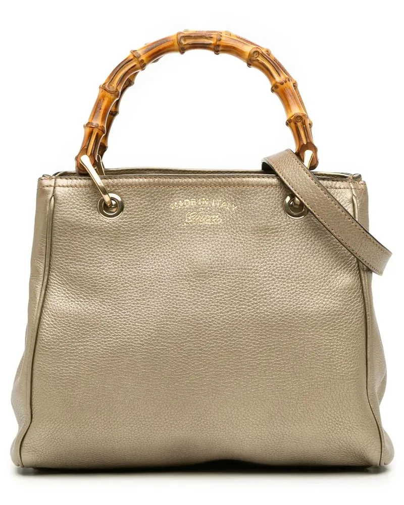 Gucci Hobo Bags Small Calfskin Bamboo Shopper Satchel goldfarben Gold